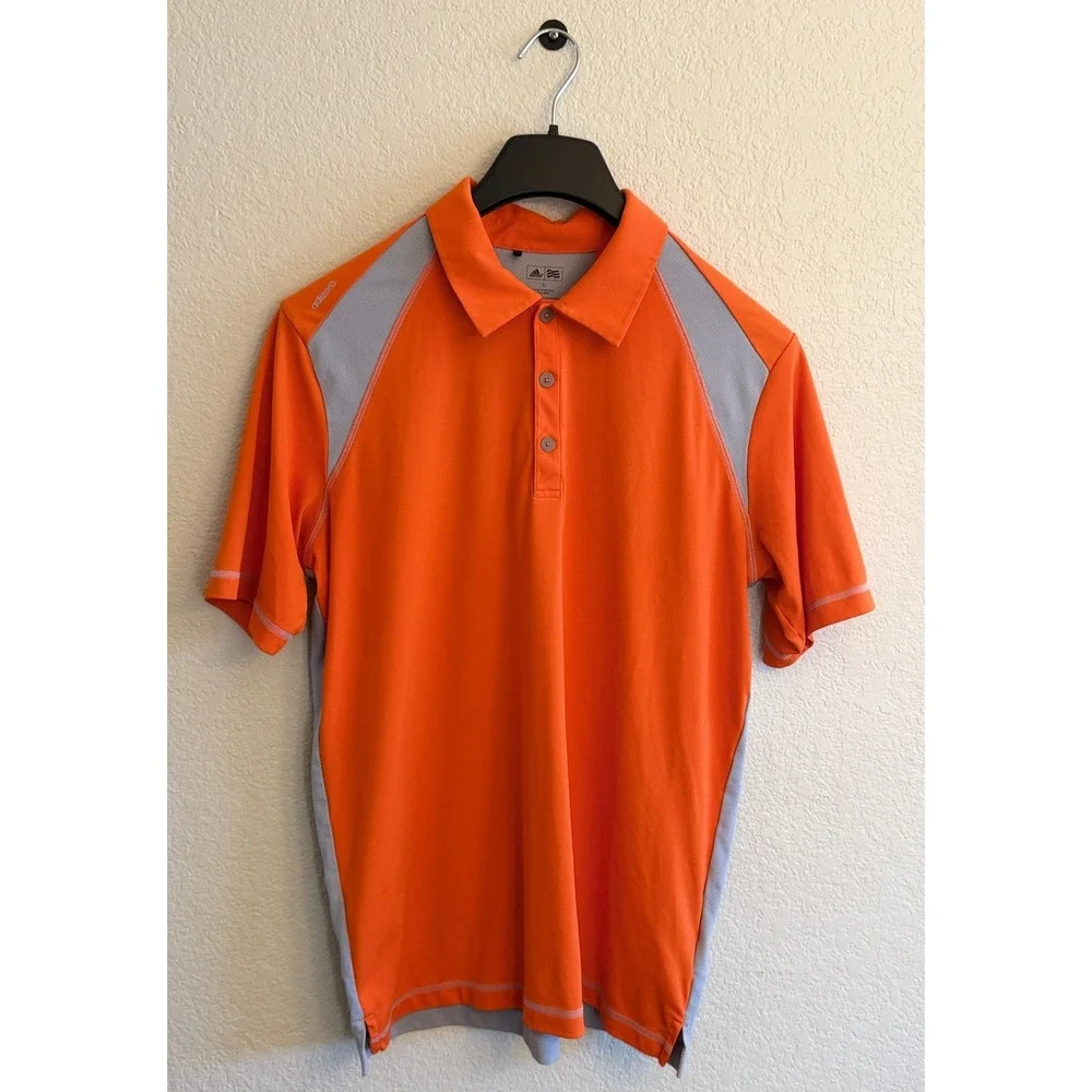 Adidas Golf Adizero Polo Shirt Mens Large Orange Grey Mesh Back Performance Tee